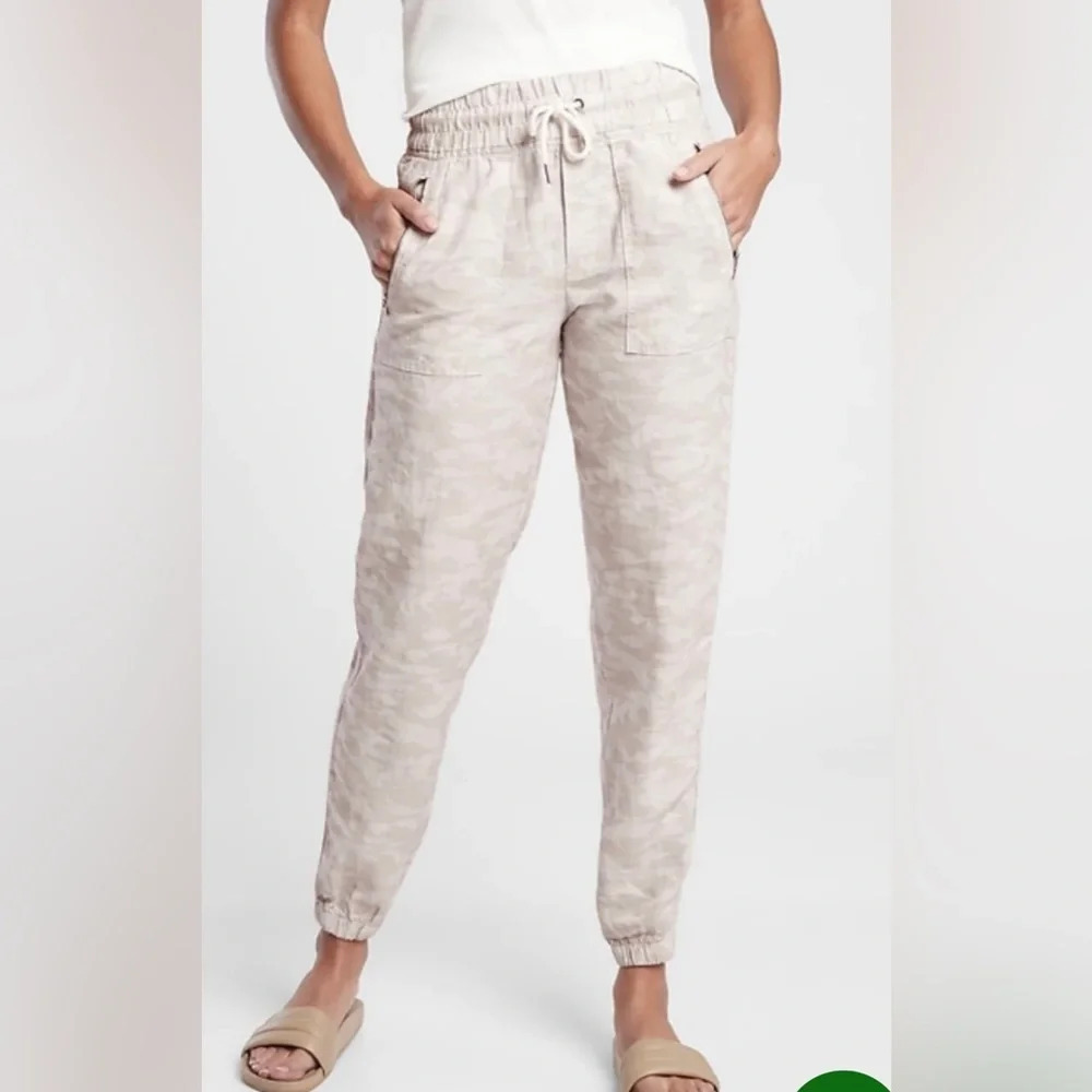 Athleta Cabo Tide Linen Jogger Pant Neutral 6 531156-00